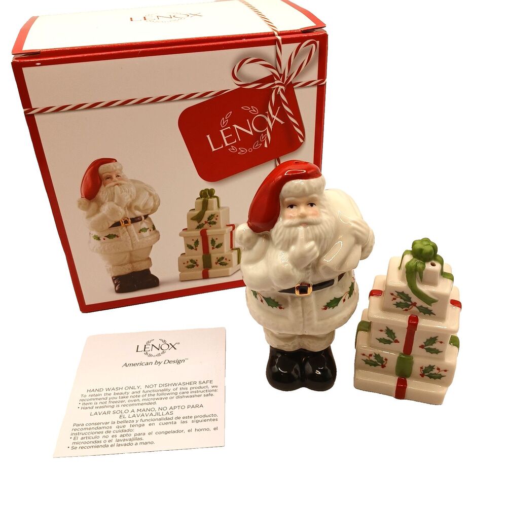 The Lenox Hosting the Holidays Bakeshop Santa Salt and Pepper Shakers New in Box